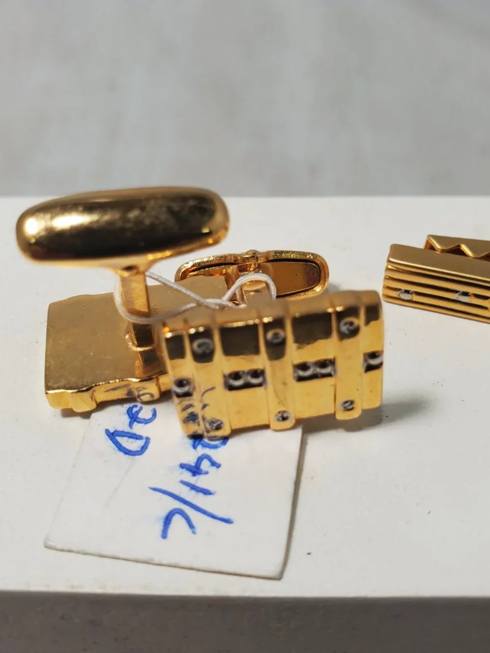 Vintage Gold-Tone Rhinestone 3-Piece Cufflinks and Tie Clip Set